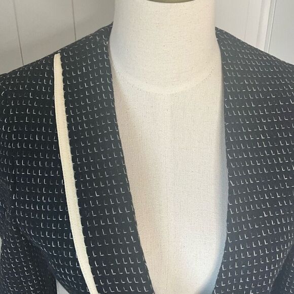 Vintage 80s Eric Sands Women’s Medium Black Tweed Hidden Button Blazer Jacket - Picture 2 of 11